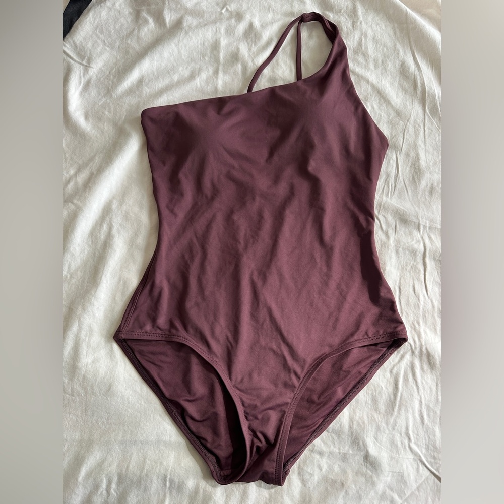 Andie Asymmetrical One-Piece in Deep Burgundy